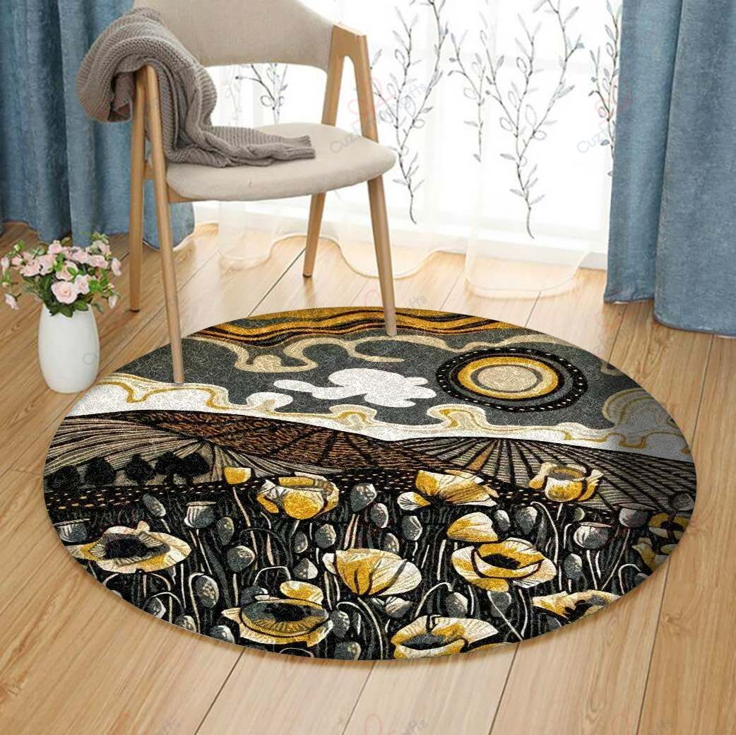 Campo De Amapolas Round Carpet Floor Rug Living Room Bedroom Decor Round Area Rug Carpet Campo De Amapolas Round Carpet Floor Rug Living Room Bedroom Decor Round Area Rug Carpet