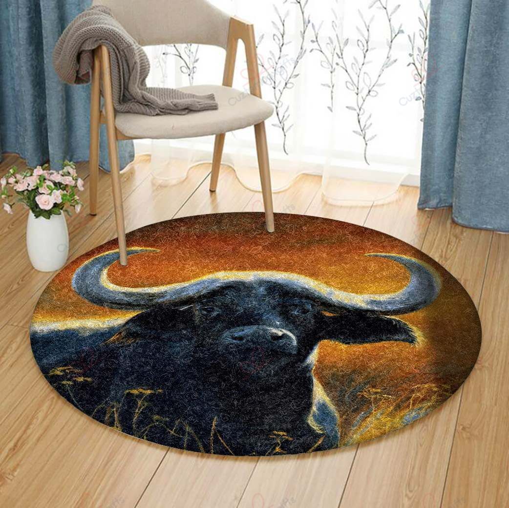 Cape Buffalo Round Carpet Floor Rug Living Room Bedroom Decor Round Area Rug Carpet Cape Buffalo Round Carpet Floor Rug Living Room Bedroom Decor Round Area Rug Carpet