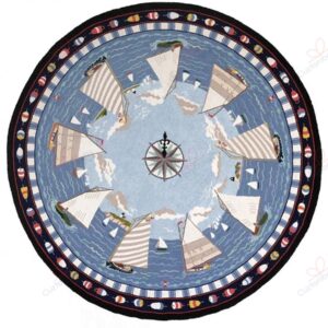 Cape Cod Cat Boat 1 Round Carpet Floor Rug Living Room Bedroom Decor Round Area Rug Carpet