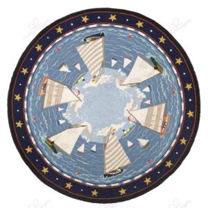 Cape Cod Cat Boat Round Carpet Floor Rug Living Room Bedroom Decor Round Area Rug Carpet