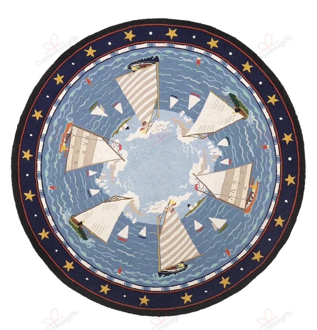 Cape Cod Cat Boat Round Carpet Floor Rug Living Room Bedroom Decor Round Area Rug Carpet Cape Cod Cat Boat Round Carpet Floor Rug Living Room Bedroom Decor Round Area Rug Carpet