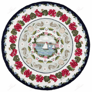 Cape Cod Coastal Round Carpet Floor Rug Living Room Bedroom Decor Round Area Rug Carpet