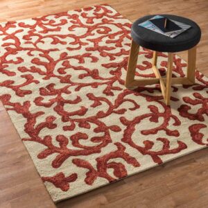 Capri Ivory Coral Pattern Rug Sport Decor Gift Floor Decor Living Room Carpet Rug Area Rug - c5b1a652c21f