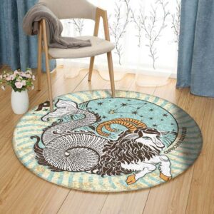 Capricorn Round Carpet Floor Rug Living Room Bedroom Decor Round Area Rug Carpet