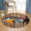 Car Wood Round Carpet Floor Rug Living Room Bedroom Decor Round Area Rug Carpet