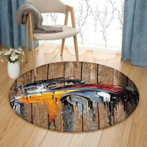 Car Wood Round Carpet Floor Rug Living Room Bedroom Decor Round Area Rug Carpet