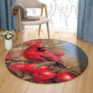 Cardinal Bird 8 Round Carpet Floor Rug Living Room Bedroom Decor Round Area Rug Carpet