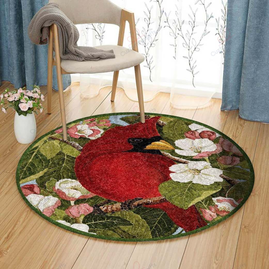 Cardinal Bird Round Carpet Floor Rug Living Room Bedroom Decor Round Area Rug Carpet Cardinal Bird Round Carpet Floor Rug Living Room Bedroom Decor Round Area Rug Carpet