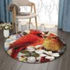 Cardinal Bird Round Carpet Floor Rug Living Room Bedroom Decor Round Area Rug Carpet