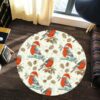 Cardinal Round Carpet Floor Rug Living Room Bedroom Decor Round Area Rug Carpet