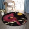 Cardinal Painting 1 Round Carpet Floor Rug Living Room Bedroom Decor Round Area Rug Carpet