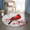 Cardinal Painting 2 Round Carpet Floor Rug Living Room Bedroom Decor Round Area Rug Carpet