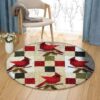 Cardinal Pattern Round Carpet Floor Rug Living Room Bedroom Decor Round Area Rug Carpet