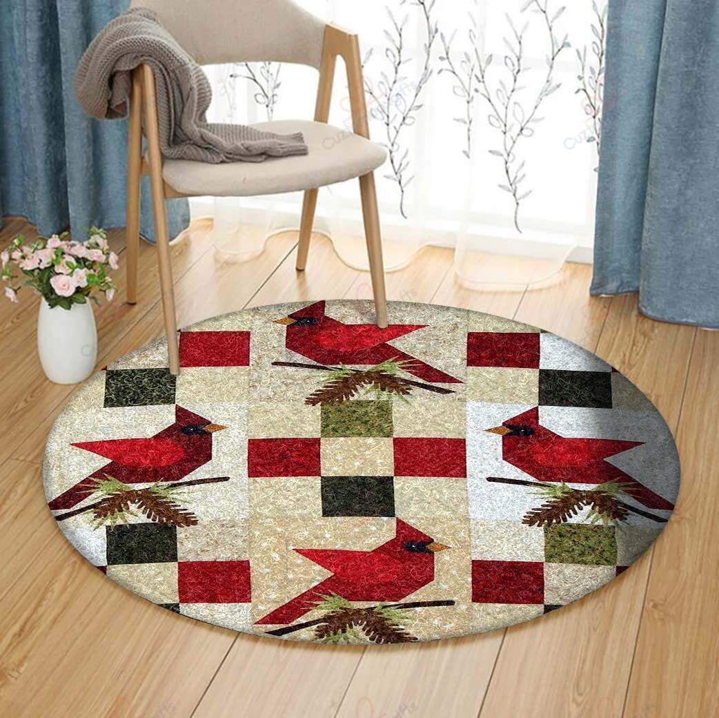 Cardinal Pattern Round Carpet Floor Rug Living Room Bedroom Decor Round Area Rug Carpet Cardinal Pattern Round Carpet Floor Rug Living Room Bedroom Decor Round Area Rug Carpet