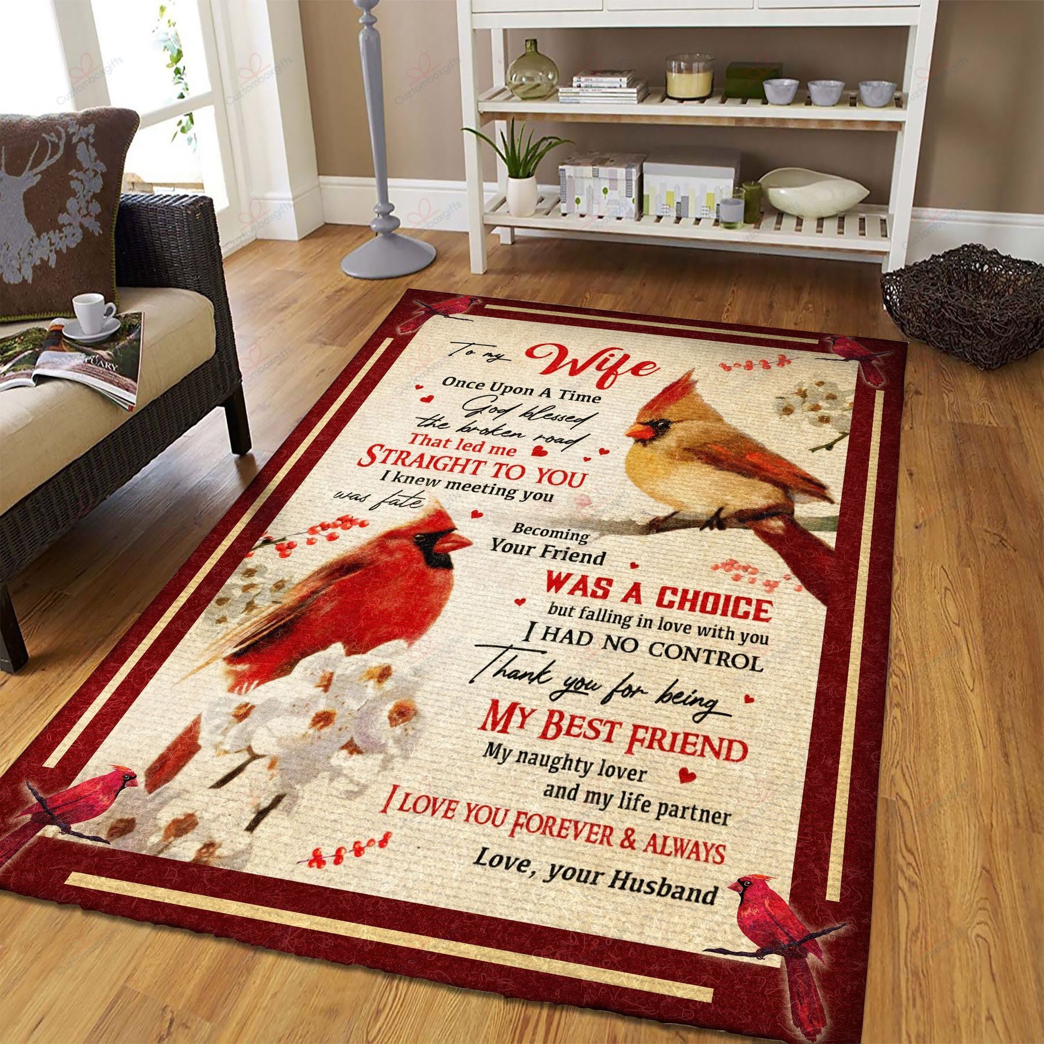 Cardinal To My Wife Once Upon A Time God Blessed The Broken Road Rug Sport Decor Gift Floor Decor Living Room Carpet Rug Area Rug - 6be09bea8b4c Cardinal To My Wife Once Upon A Time God Blessed The Broken Road Rug Sport Decor Gift Floor Decor Living Room Carpet Rug Area Rug - 6be09bea8b4c