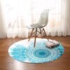 Caribbean Blue Mandala Round Carpet Floor Rug Living Room Bedroom Decor Round Area Rug Carpet
