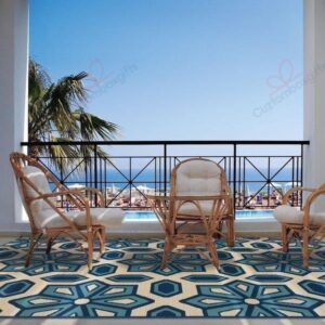 Carson Carrington Skovde Tiles Ivory Blue Rug Sport Decor Gift Floor Decor Living Room Carpet Rug Area Rug - 0657fffbac70