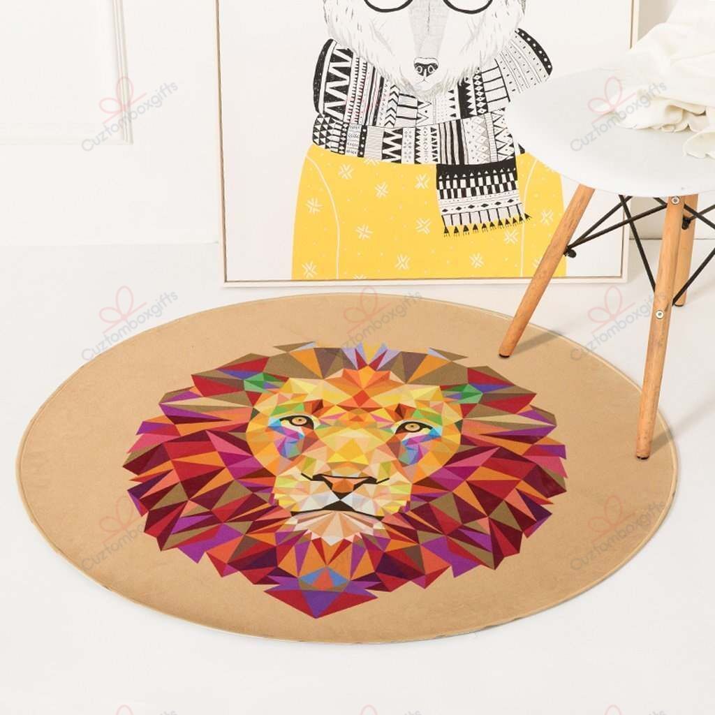 Cartoon Animal Lion Round Carpet Floor Rug Living Room Bedroom Decor Round Area Rug Carpet Cartoon Animal Lion Round Carpet Floor Rug Living Room Bedroom Decor Round Area Rug Carpet