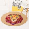 Cartoon Animal Lion Round Carpet Floor Rug Living Room Bedroom Decor Round Area Rug Carpet