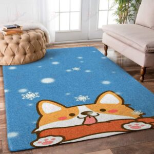 Cartoon Corgi Cute Snow Rug Sport Decor Gift Floor Decor Living Room Carpet Rug Area Rug - ae9778b390ec