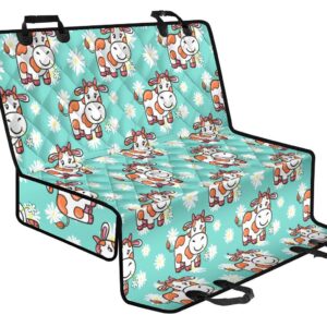 Cartoon Cow And Daisy Flower Print Pet Car Back Seat Cover - dc57c392429f