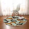 Cartoon Dachshund Round Carpet Floor Rug Living Room Bedroom Decor Round Area Rug Carpet