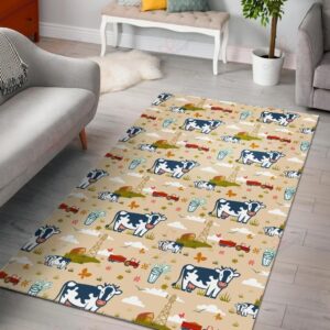 Cartoon Dairy Cow Farm Pattern Rug Sport Decor Gift Floor Decor Living Room Carpet Rug Area Rug - acd927e24137
