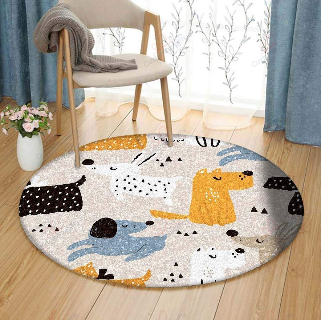 Cartoon Dogs Round Carpet Floor Rug Living Room Bedroom Decor Round Area Rug Carpet Cartoon Dogs Round Carpet Floor Rug Living Room Bedroom Decor Round Area Rug Carpet