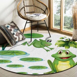 Cartoon Frog Round Carpet Floor Rug Living Room Bedroom Decor Round Area Rug Carpet