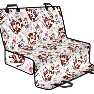 Cartoon Happy Dairy Cow Pattern Print Pet Car Back Seat Cover - e49b4d71e966