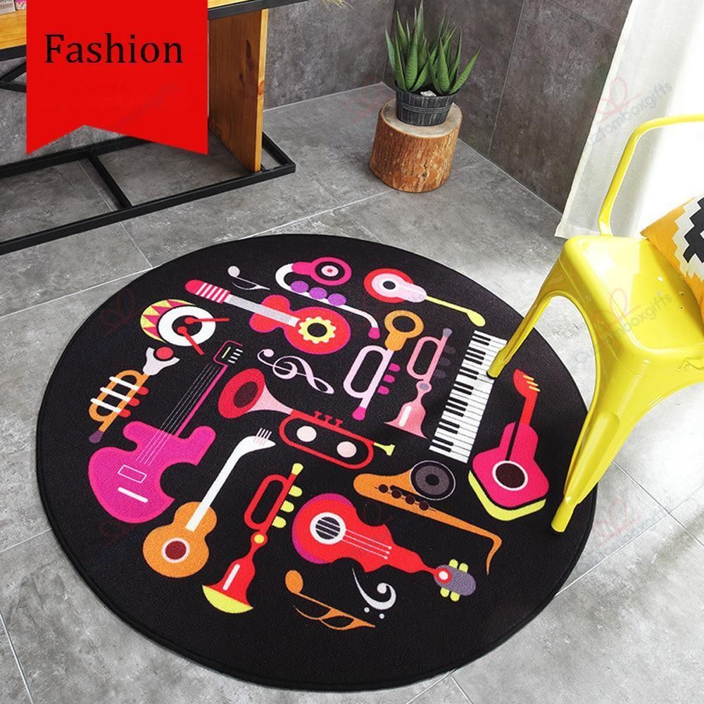 Cartoon Musical Instruments Round Carpet Floor Rug Living Room Bedroom Decor Round Area Rug Carpet Cartoon Musical Instruments Round Carpet Floor Rug Living Room Bedroom Decor Round Area Rug Carpet