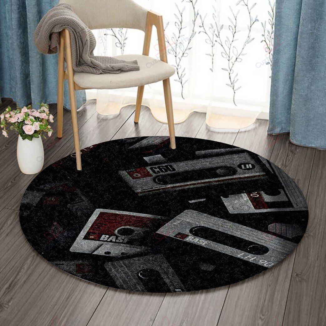 Cassette Round Carpet Floor Rug Living Room Bedroom Decor Round Area Rug Carpet Cassette Round Carpet Floor Rug Living Room Bedroom Decor Round Area Rug Carpet