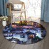 Castle Round Carpet Floor Rug Living Room Bedroom Decor Round Area Rug Carpet