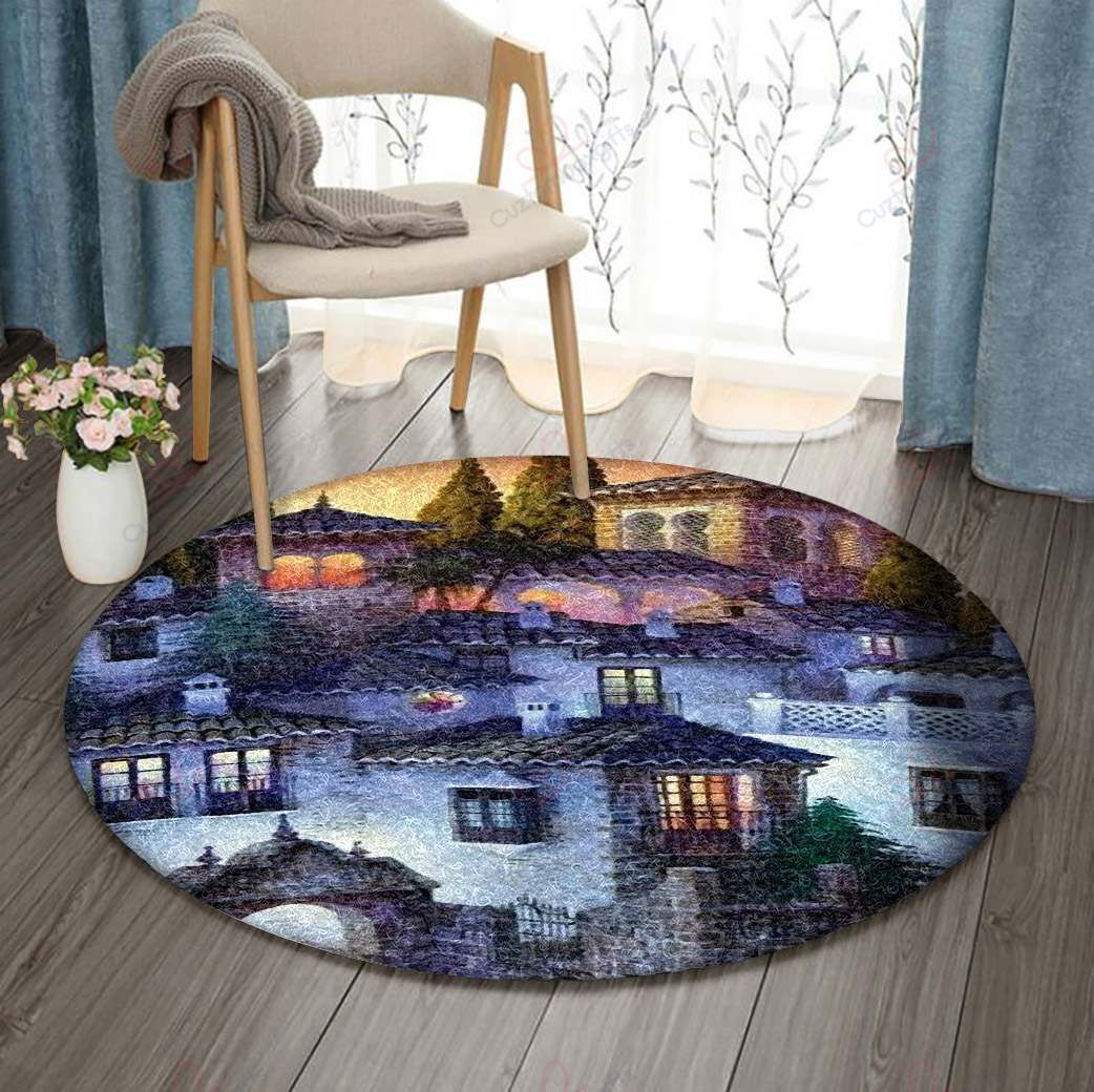 Castle Round Carpet Floor Rug Living Room Bedroom Decor Round Area Rug Carpet Castle Round Carpet Floor Rug Living Room Bedroom Decor Round Area Rug Carpet
