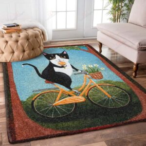 Cat And Bicycle Rug Sport Decor Gift Floor Decor Living Room Carpet Rug Area Rug - c5de07e6575c