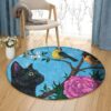 Cat And Bird Round Carpet Floor Rug Living Room Bedroom Decor Round Area Rug Carpet