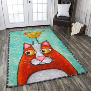 Cat And Bird Rug Sport Decor Gift Floor Decor Living Room Carpet Rug Area Rug - 89d625fd2822