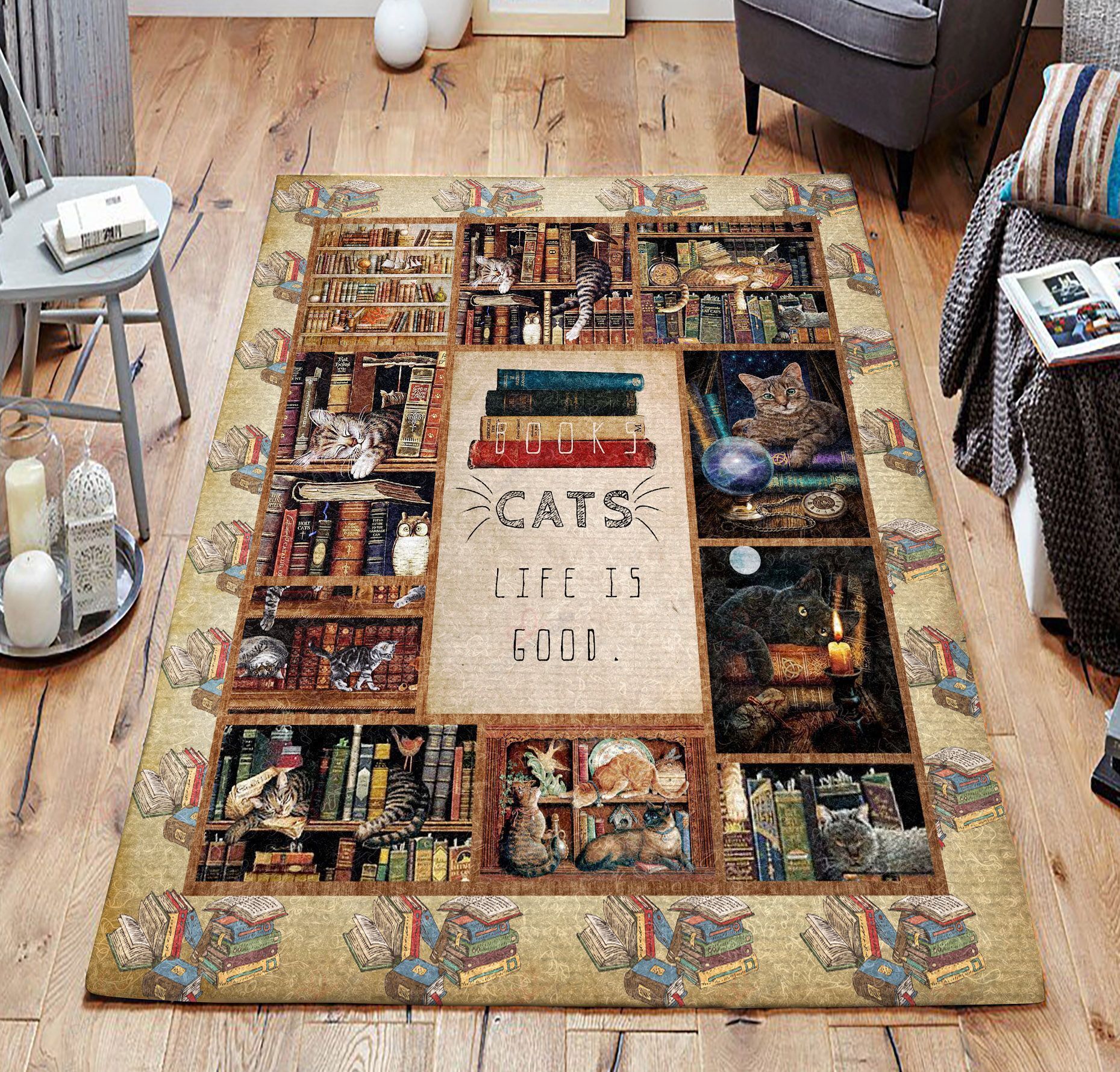 Cat And Bookshelf Rug Sport Decor Gift Floor Decor Living Room Carpet Rug Area Rug - b71ebe2e93a6 Cat And Bookshelf Rug Sport Decor Gift Floor Decor Living Room Carpet Rug Area Rug - b71ebe2e93a6