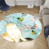 Cat And Butterfly Round Carpet Floor Rug Living Room Bedroom Decor Round Area Rug Carpet