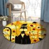 Cat And Crow Round Carpet Floor Rug Living Room Bedroom Decor Round Area Rug Carpet