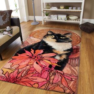 Cat And Flower Rug Sport Decor Gift Floor Decor Living Room Carpet Rug Area Rug - bbb8777dcd31