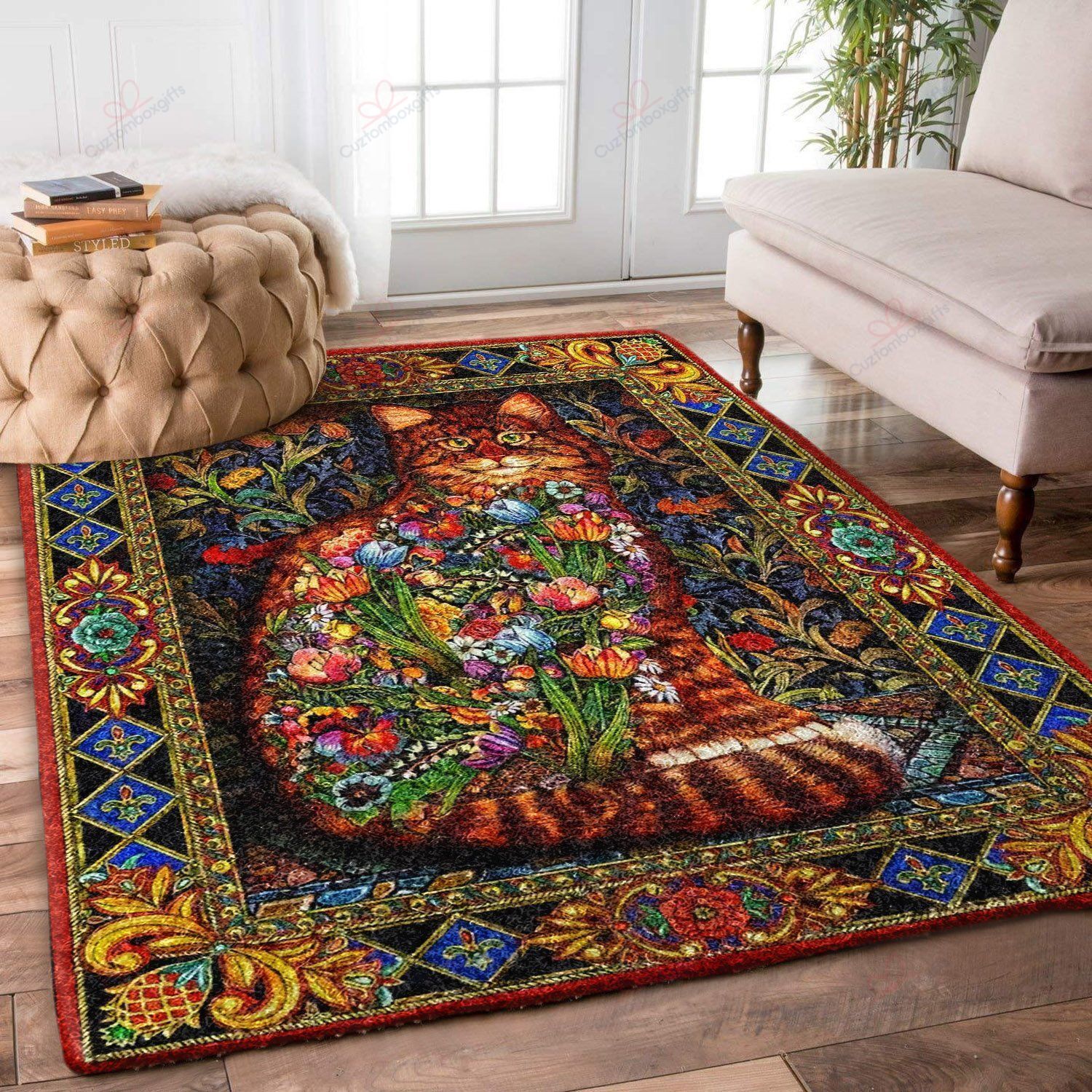 Cat And Flower Rug Sport Decor Gift Floor Decor Living Room Carpet Rug Area Rug - 14a6a27138bb Cat And Flower Rug Sport Decor Gift Floor Decor Living Room Carpet Rug Area Rug - 14a6a27138bb