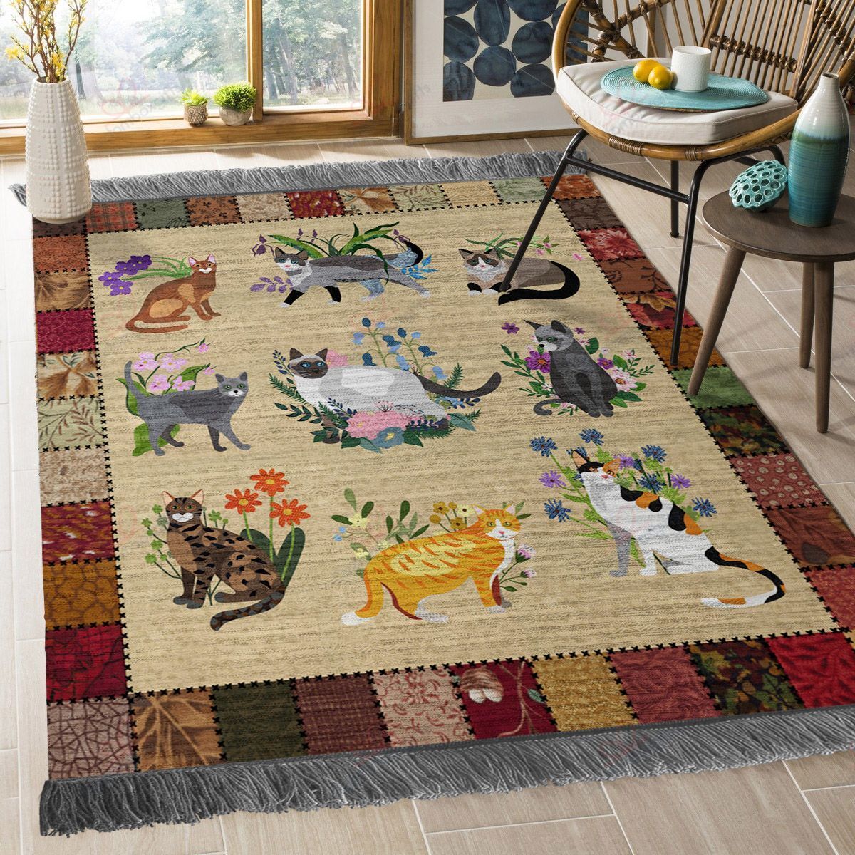Cat And Flower Rug Sport Decor Gift Floor Decor Living Room Carpet Rug Area Rug - 8a7934b4dd98 Cat And Flower Rug Sport Decor Gift Floor Decor Living Room Carpet Rug Area Rug - 8a7934b4dd98