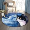 Cat And Moon 1 Round Carpet Floor Rug Living Room Bedroom Decor Round Area Rug Carpet