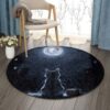 Cat And Moon Round Carpet Floor Rug Living Room Bedroom Decor Round Area Rug Carpet