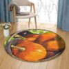 Cat And Pumpkins Round Carpet Floor Rug Living Room Bedroom Decor Round Area Rug Carpet