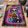 Cat And Skull Rug Sport Decor Gift Floor Decor Living Room Carpet Rug Area Rug - 1b6f8f65f8dc