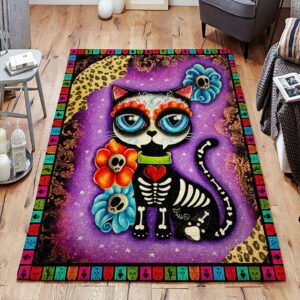 Cat And Skull Rug Sport Decor Gift Floor Decor Living Room Carpet Rug Area Rug - 1b6f8f65f8dc