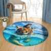 Cat And Tiger Round Carpet Floor Rug Living Room Bedroom Decor Round Area Rug Carpet