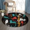 Cat And Tree Round Carpet Floor Rug Living Room Bedroom Decor Round Area Rug Carpet